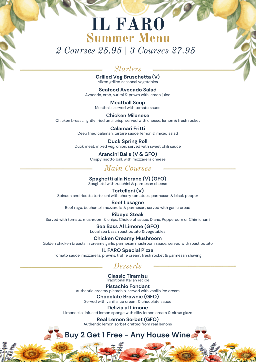 Il Faro Spring 2026 Menu